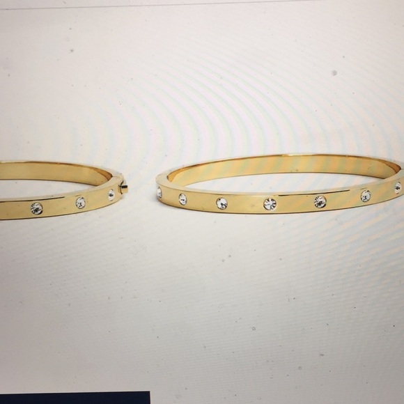 Kate Spade Set Of 2 Metal Stone Hinged Bangles - Picture 6 of 10